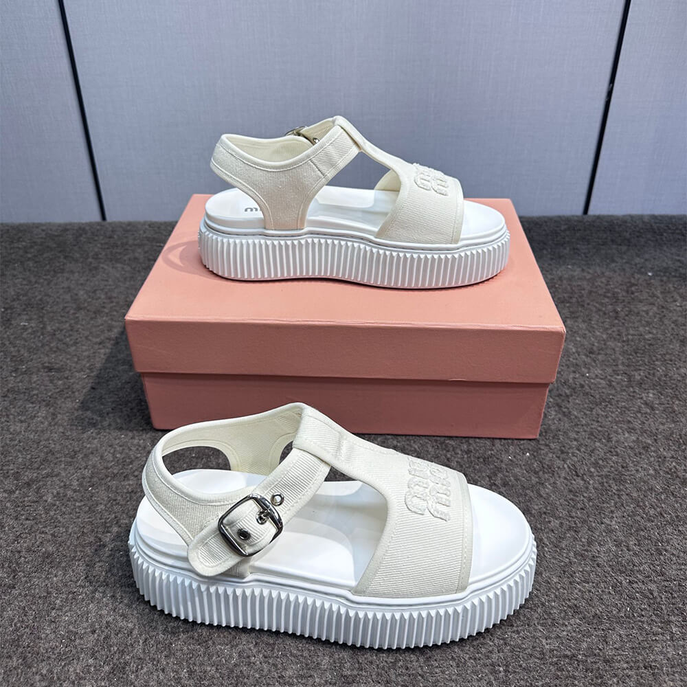 MiuMiu Denim flatform sandals