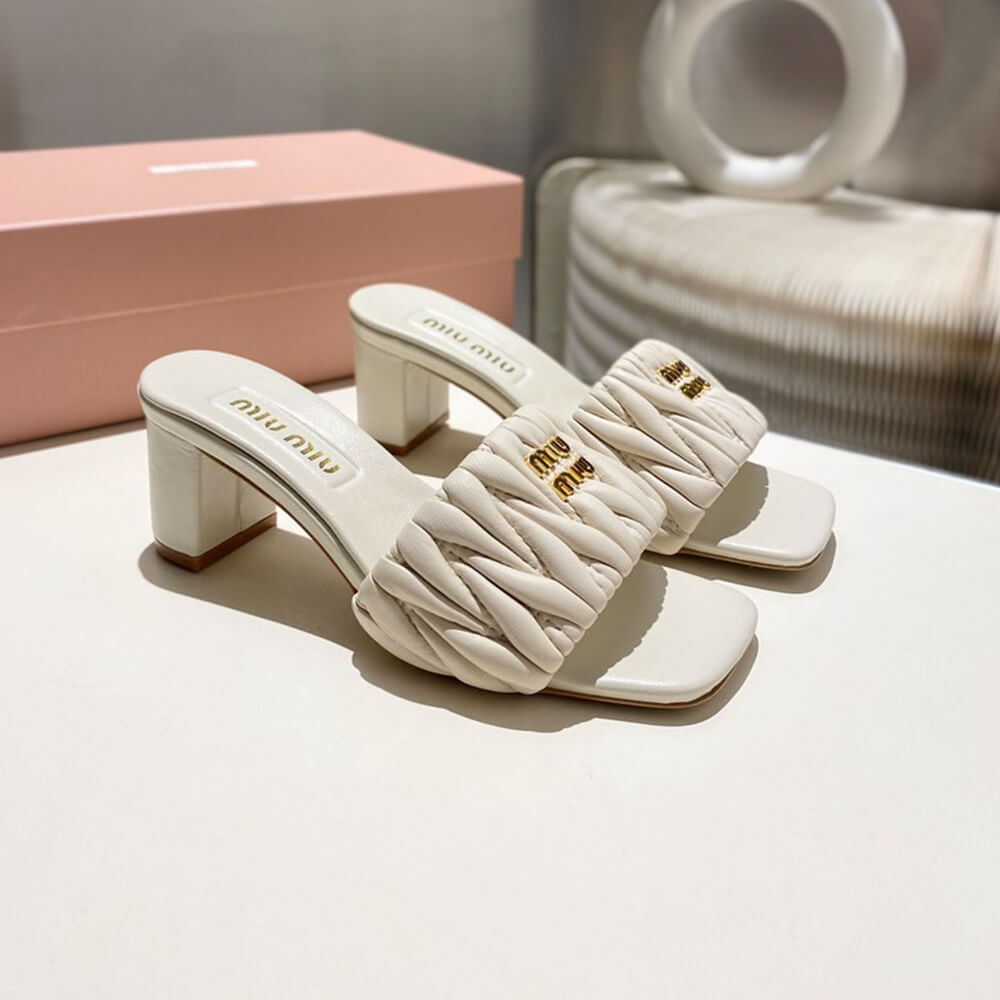 MiuMiu Matelass?? nappa leather slides